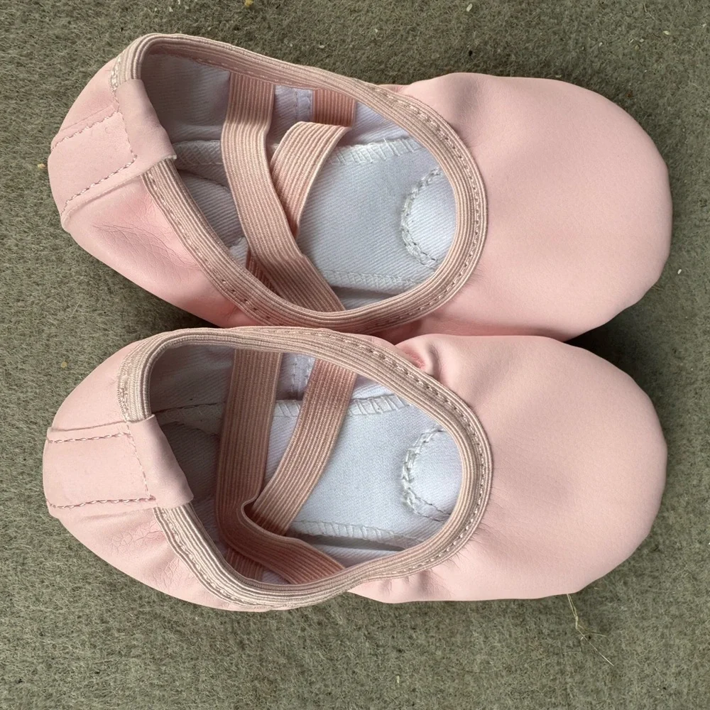 Pink Kids Ballet Slippers with Elastic Straps - Picture 2 of 4